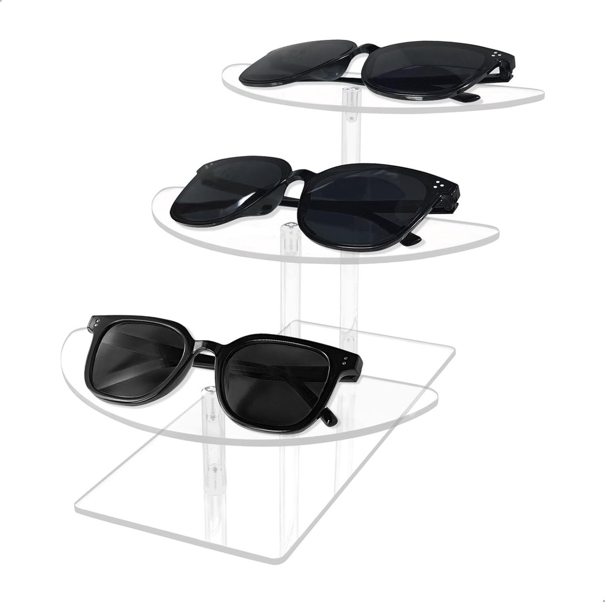 Drie-laags zonnebrilhouder van acryl voor slaapkamer en entree - Transparante brillenorganizer en displaycase