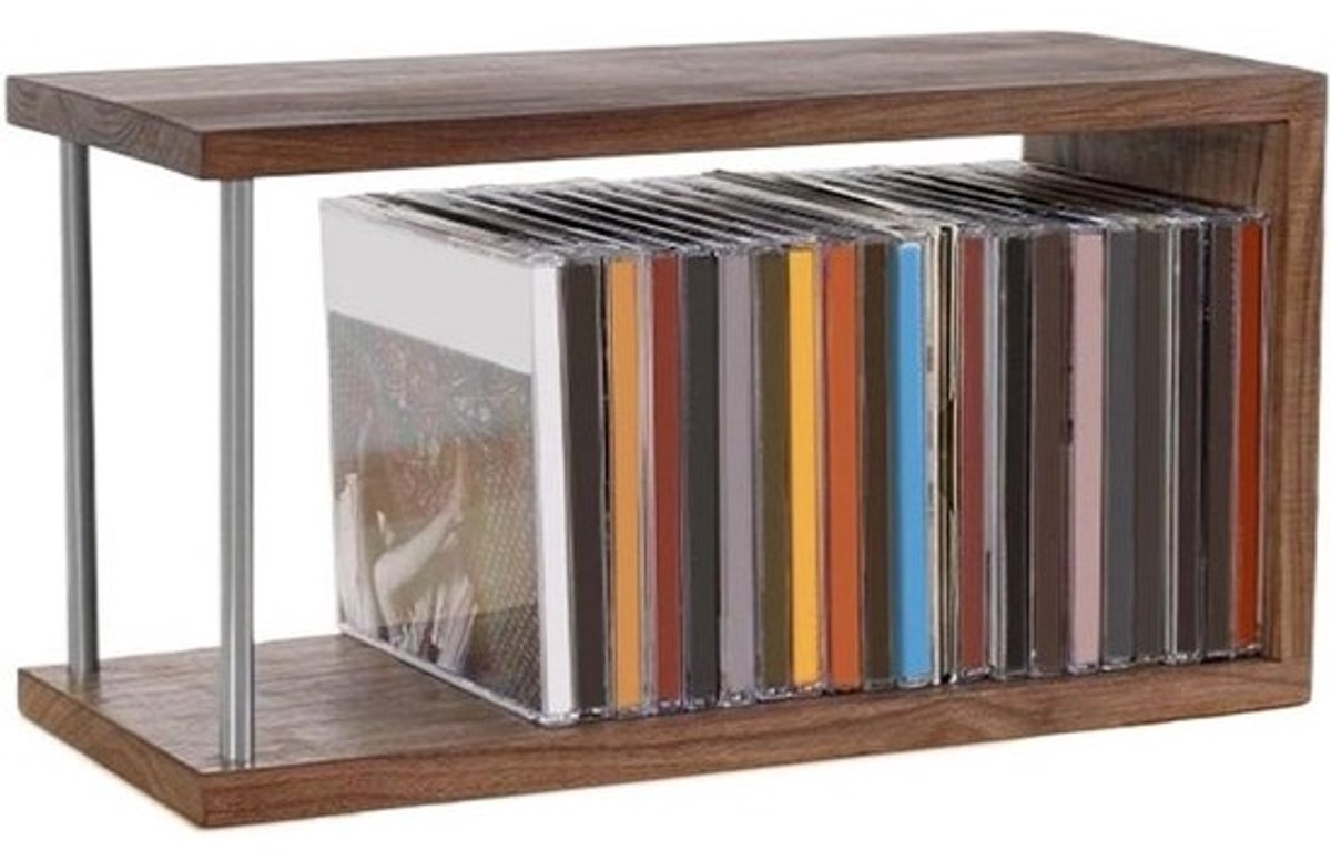 CD Opbergrek - Platenrek Cassette - Muziek Collectie Organiseren - Houten Met Metalen Steun - 33x15x17.7 cm - Niet gespecificeerd
