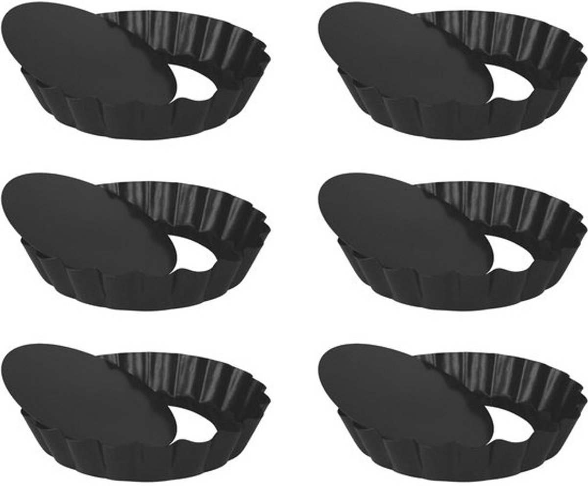 Mini Tartelette Vormpjes - Quichevormpjes Herbruikbaar - Mini Taartjes Bakken - Verwijderbare Bodem - 10 cm - Donkergrijs