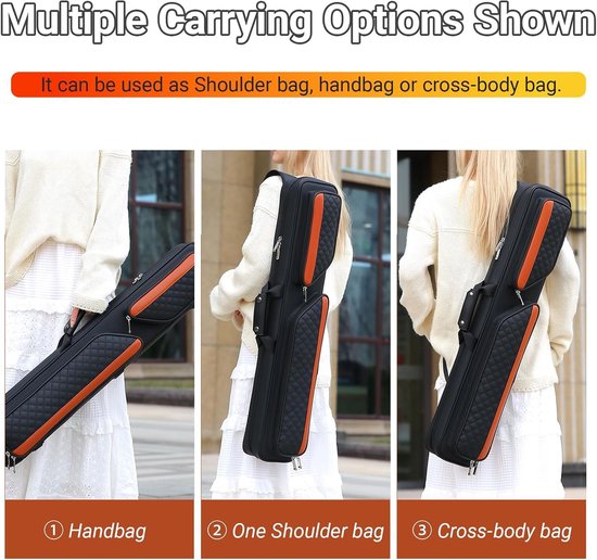 Billiard Koffer voor 3 x 4 Stokken, Waterdichte en Slijtvast Accessoire Tas met Verstelbare Schouderriem en Handvat voor Biljartliefhebbers — afbeelding 4