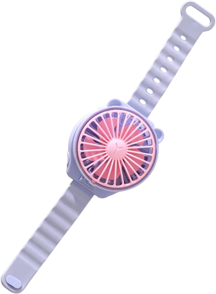 Persoonlijke ventilator met polsband - Werkt op batterijen - draagbaar - Draagbare ventilator voor kinderen (jongens en meisjes) - Voor binnen en buiten - Paars - 1 Stuk - Lichtgewicht - Stille - Draagbaar - Batterijen niet inbegrepen