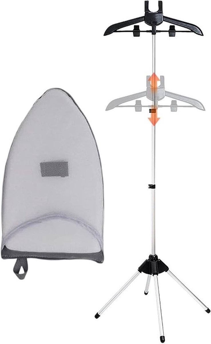 Strijkdemper Frame - Stoomstrijkijzer Houder - Strijken en Drogen - Draaibaar en Inhoogte Verstelbaar - 0.7 kg - Zwart