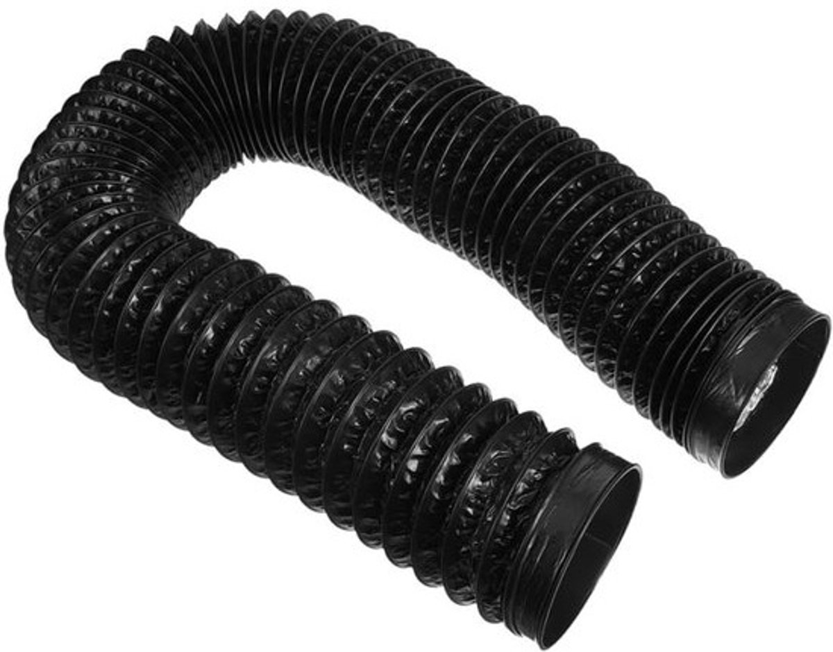Slang Droger Duct - Ventilatiekanaal Uitlaat - Droger Ontluchting - Flexibel Aluminium Folie - 200 cm Lengte - Zwart