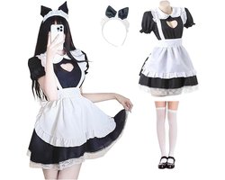 Schattige Maid Dress voor Cosplay en Halloween - Anime Outfit met Holle Hartvorm voor Meisjes