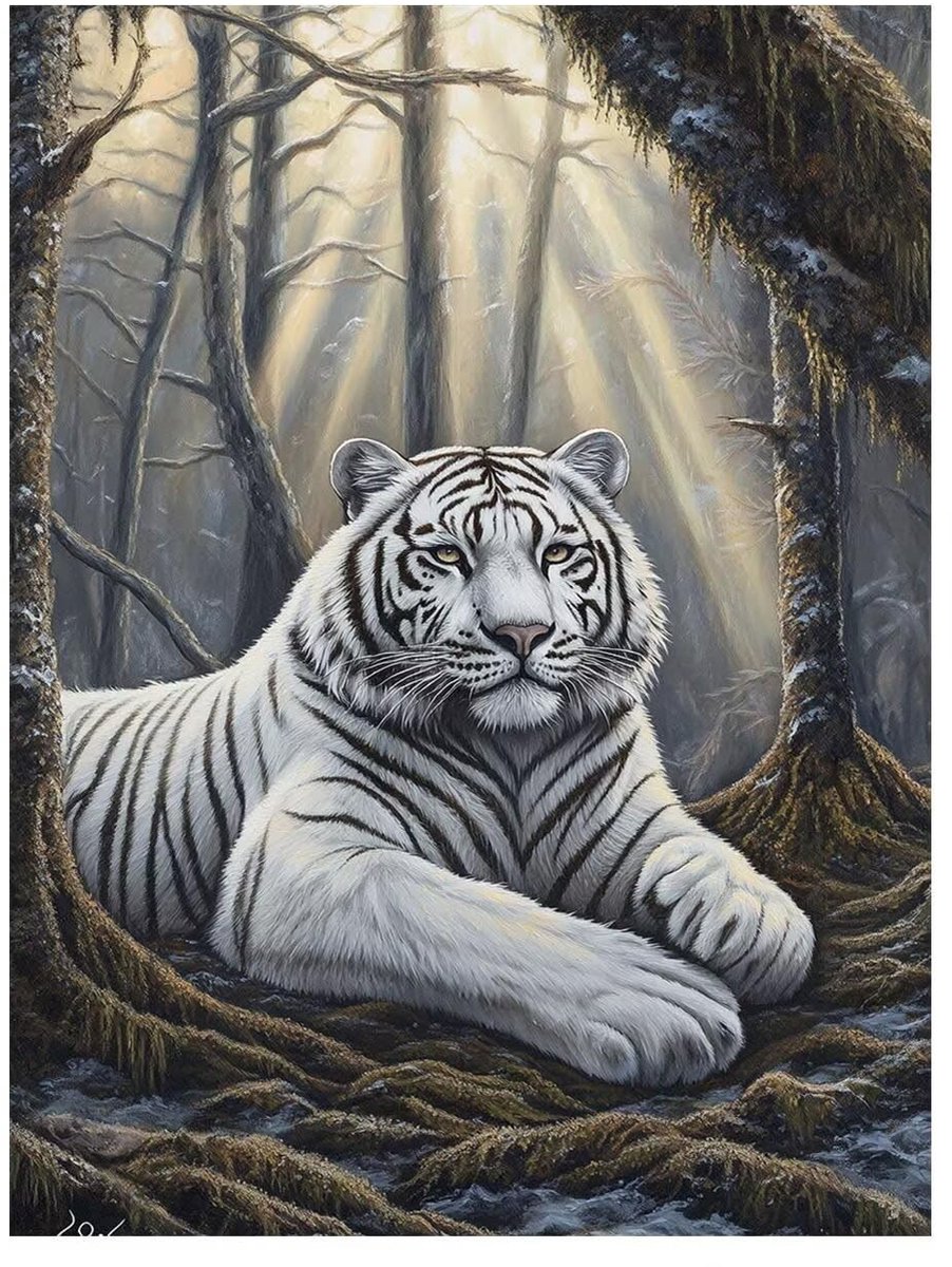 Boomschilderij Set - Witte Tijger - 135 x 100 cm