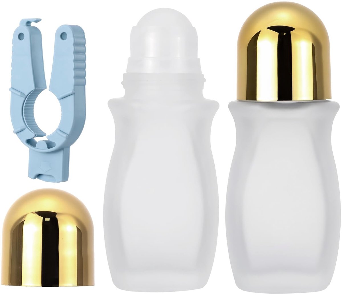 Roll-on Flesjes 50ml - 2 stuks - Frosted Glas met Plastic Rollerbal