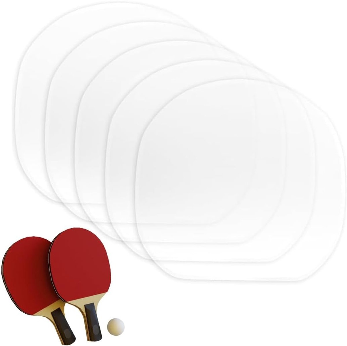 Set van 6 Zelfklevende Beschermfolies voor Tafeltennisbatjes - Bescherming, Accessoires en Onderhoud voor Tafeltennisbatjes en Ballen