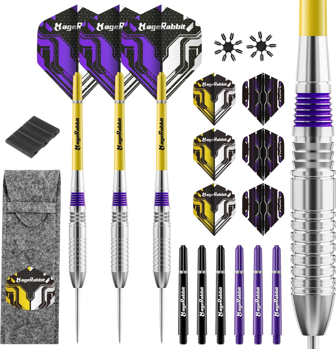 Steeltip Darts Set - 3 Stuks met Flights en Shafts - Wit