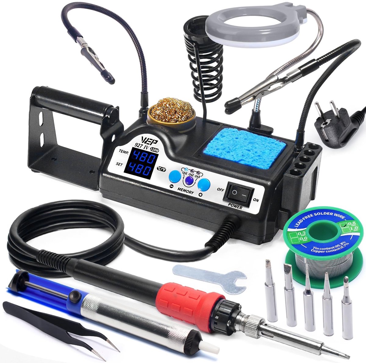 Soldering Iron Set - 110W met 3 Preset Kanalen en LED Vergrootglas