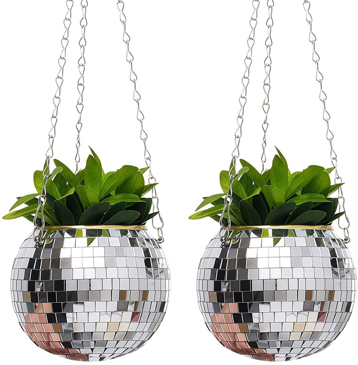 Set van 2 disco bal hangpotten - 10 cm - Multifunctioneel