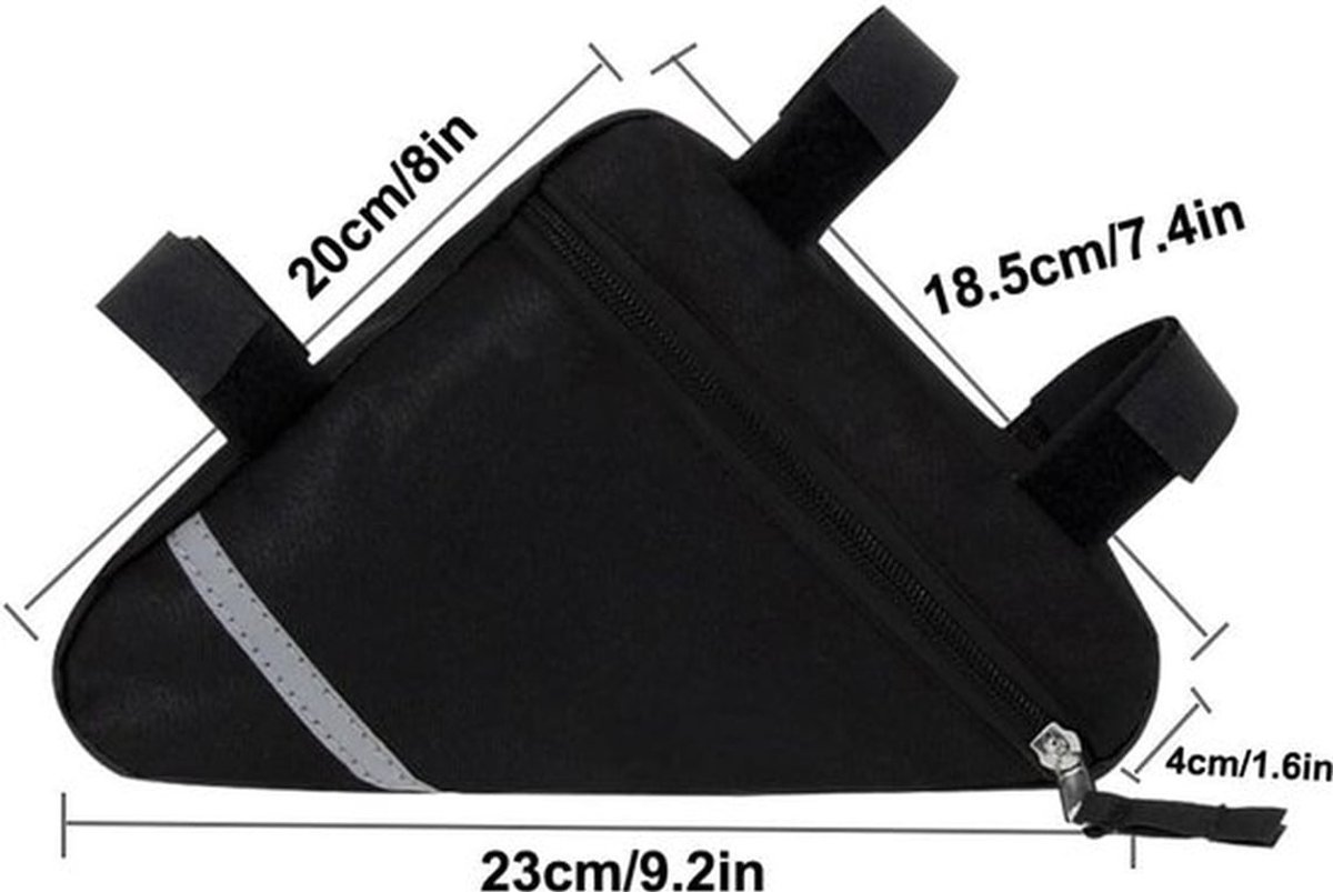 Fietsdriehoekstas, fietstas voor het voorframe, waterdichte nylon driehoekstas, reflecterende decoratieve fietsgereedschapstas
