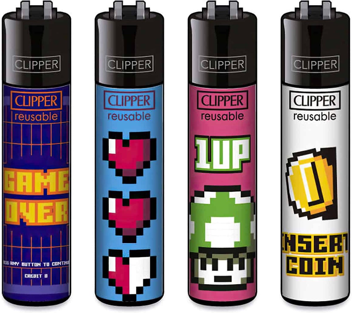 Clipper Classic Large Aanstekers “Games & Hobbies” (4 Stuks)
