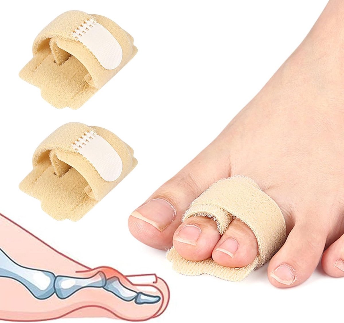 Anti-Hammer Teenspalken voor Corrigerende Behandeling van Gebroken Tenen - 2 Stuks, Comfortabele Teenspalken en Bandages voor Mannen en Vrouwen, Ideaal voor Hamerteen en Teencorrectie