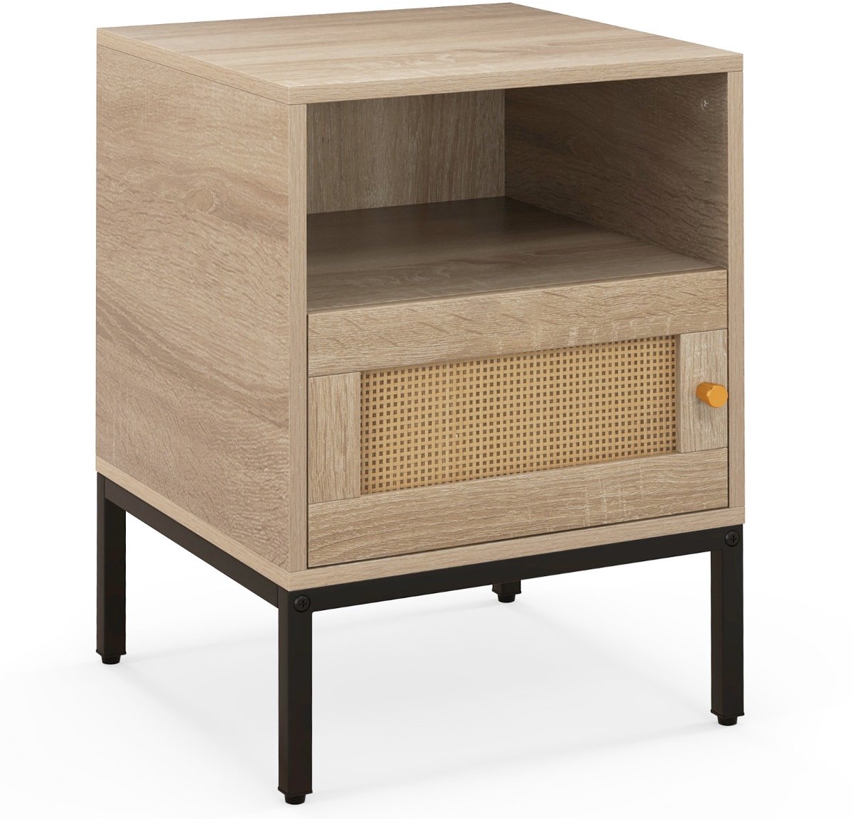 SureDeal® - Nachtkastje - Opbergruimte Bijzettafel Bohemienstijl - 40x40x57 cm - Natuurlijk