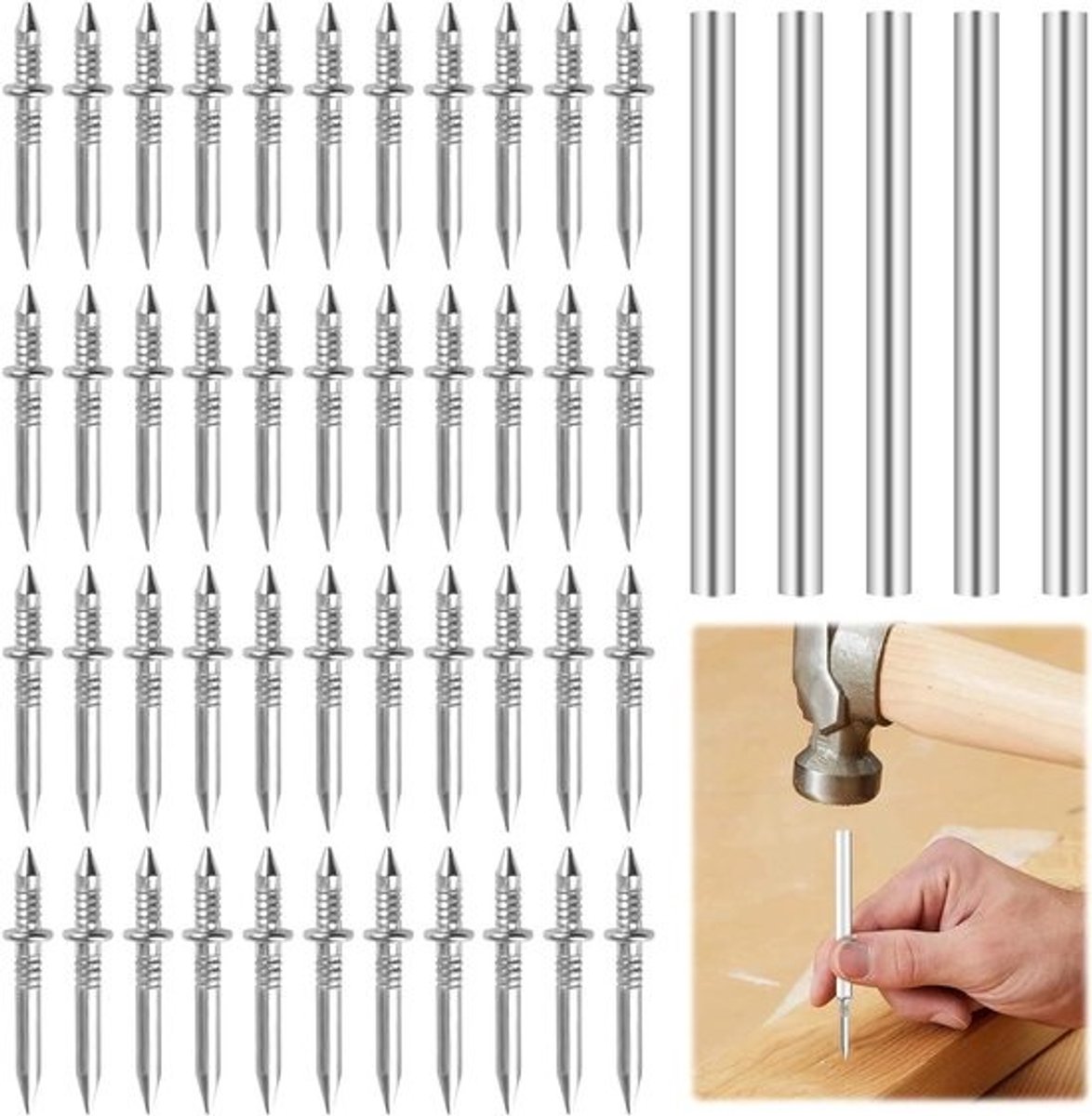 Dubbele Kop Nagels - Plintnagels Sokkeldraad - Plinten Bevestigen - Zonder Sporen - 26 mm - Zilverkleurig