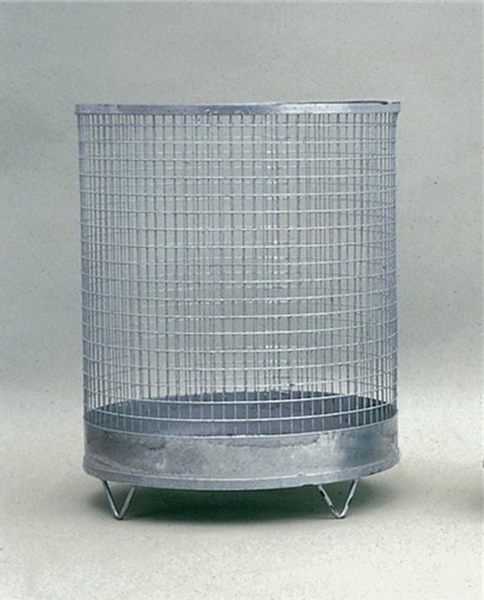 Afvalkorf Draadgaas - Prullenbak Cilindrisch - Afval Scheiden - Verzinkt Metaal - 75 Liter 60x40cm - Zilver