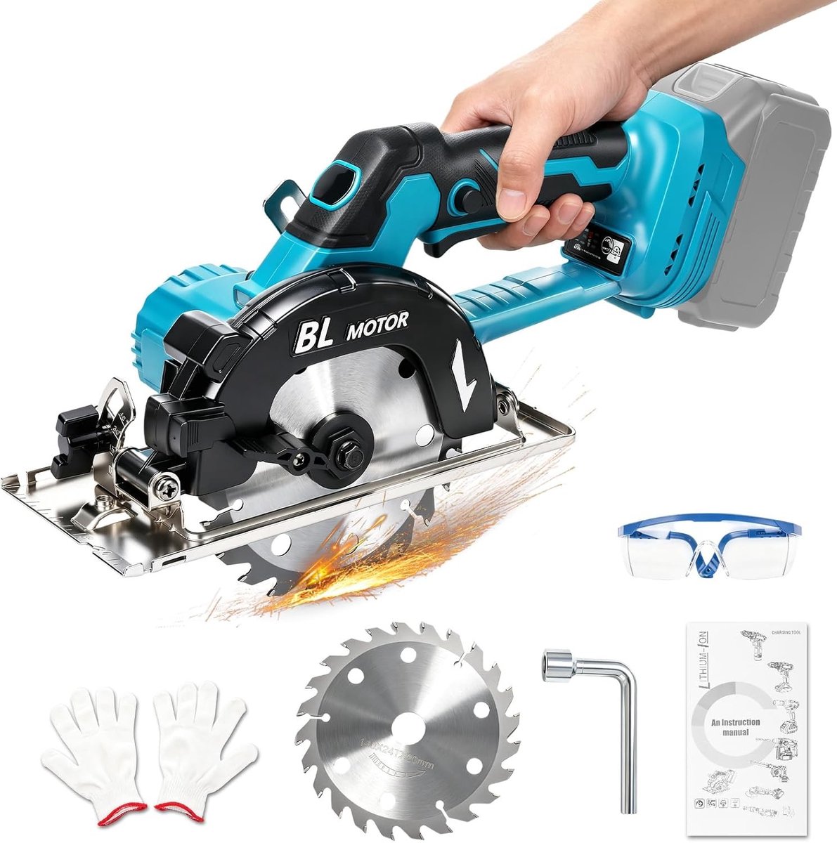 5,5 inch accu-cirkelzaag, 6000 rpm, borstelloze mini-handcirkelzaag met 3-traps verstelbaar, zaagbladen 140 mm, ideaal voor hout, kunststof en zacht metaal, compact en krachtig zonder accu