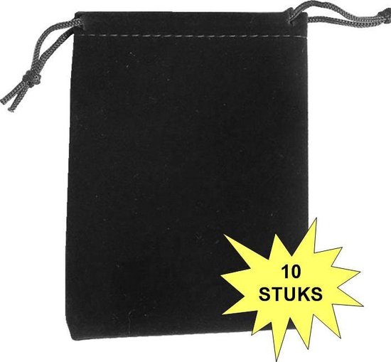Fako Bijoux® - Fluweel Cadeau Zakjes - Velours - 7x9cm - Zwart - 10 Stuks