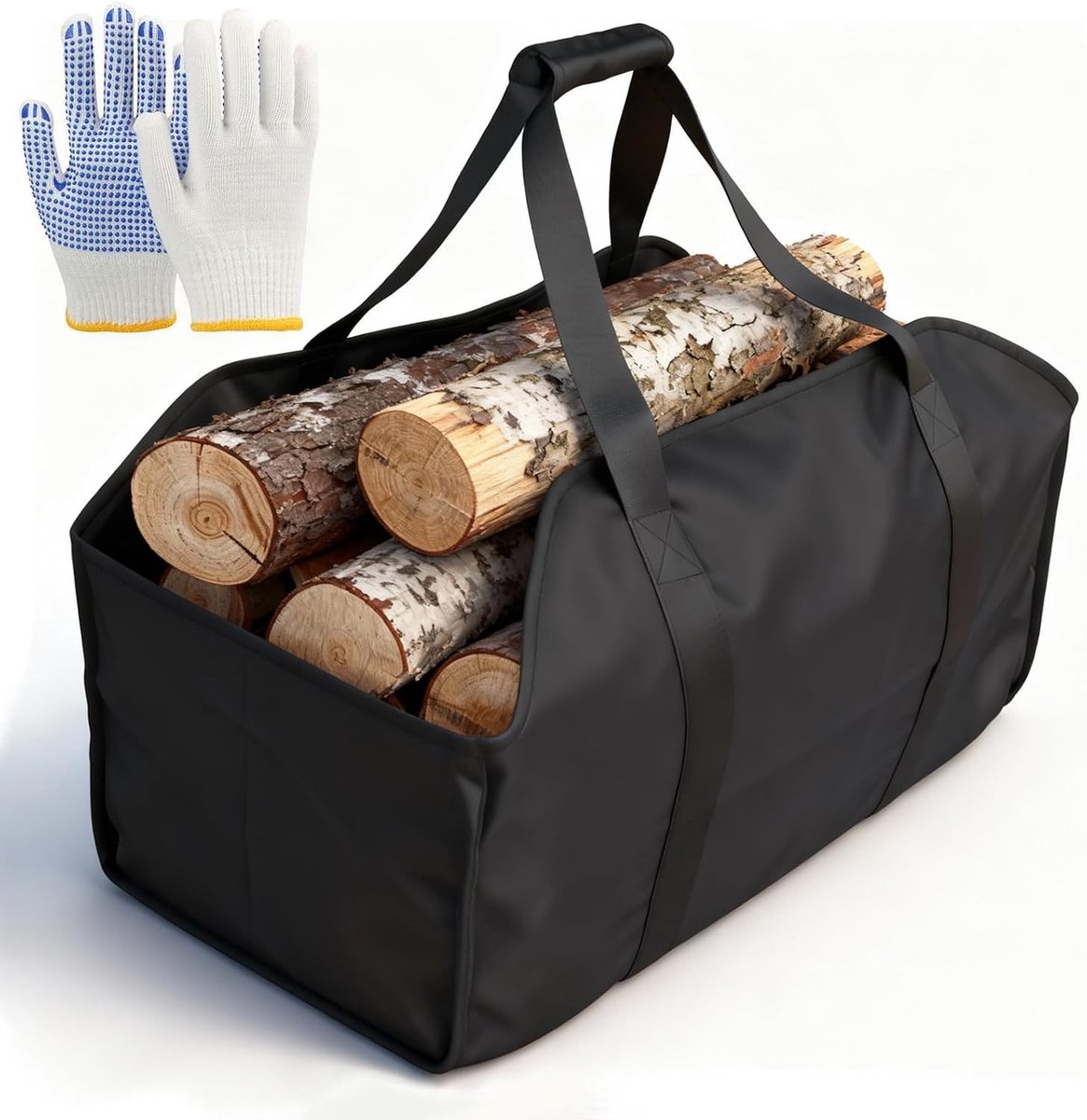 Houten Houtmand Groot 60 x 34 x 40 cm, Ideaal voor Opslag en Transport van Houtblokken, Perfect voor Haard en Tuin