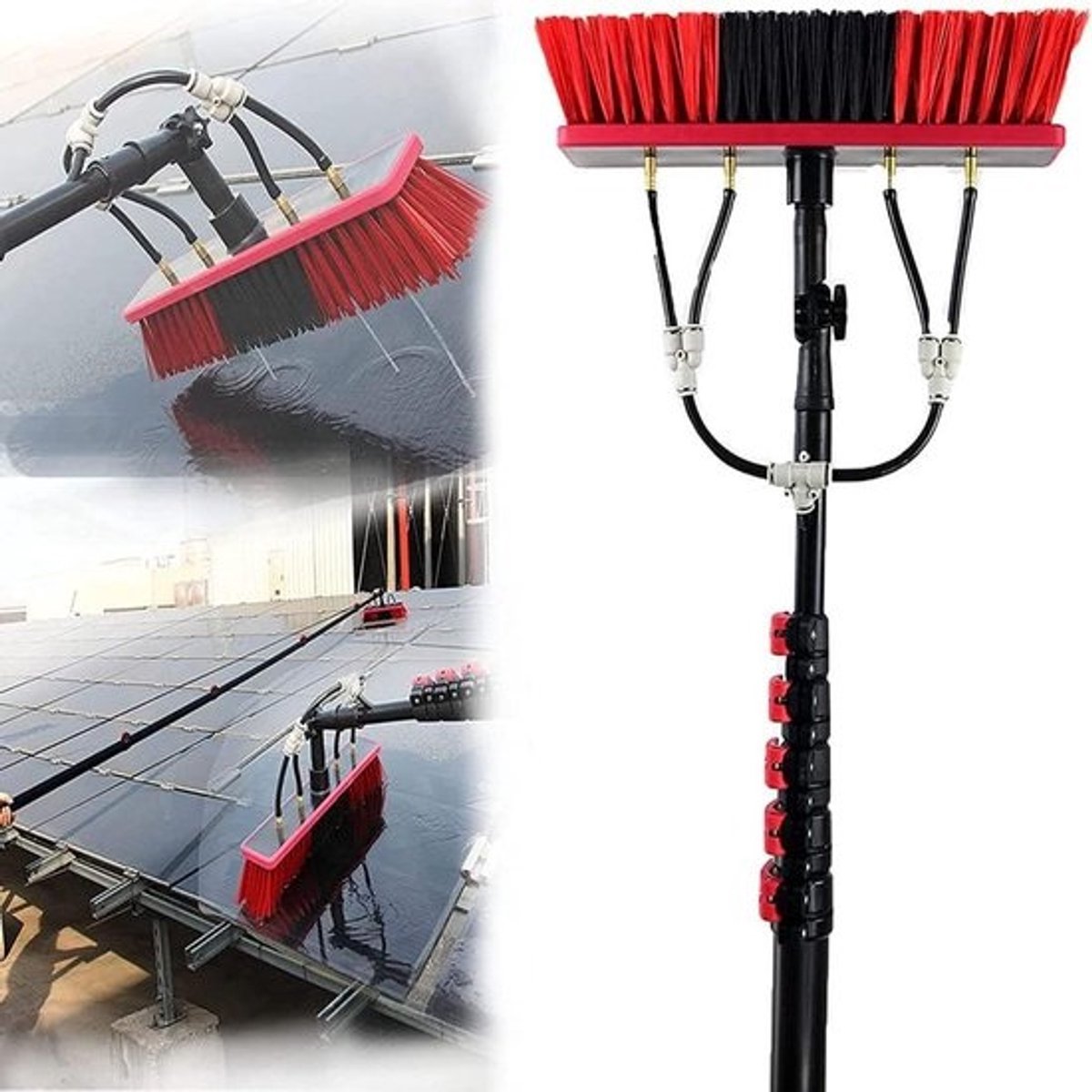 Telescoopsteel Ramen Wassen - Bewatering Borstel - Hoge Ramen Reinigen - Versterkte Aluminiumlegering - 5.4 Meter - Grijs