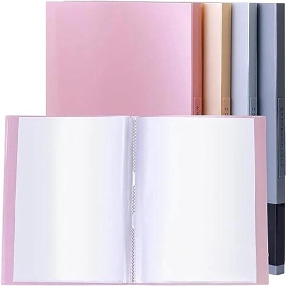 Map met 4 Enveloppen - Portfolio Map - Documenten Organiseren - Transparante Vakken - 85 x 11 cm - Roze