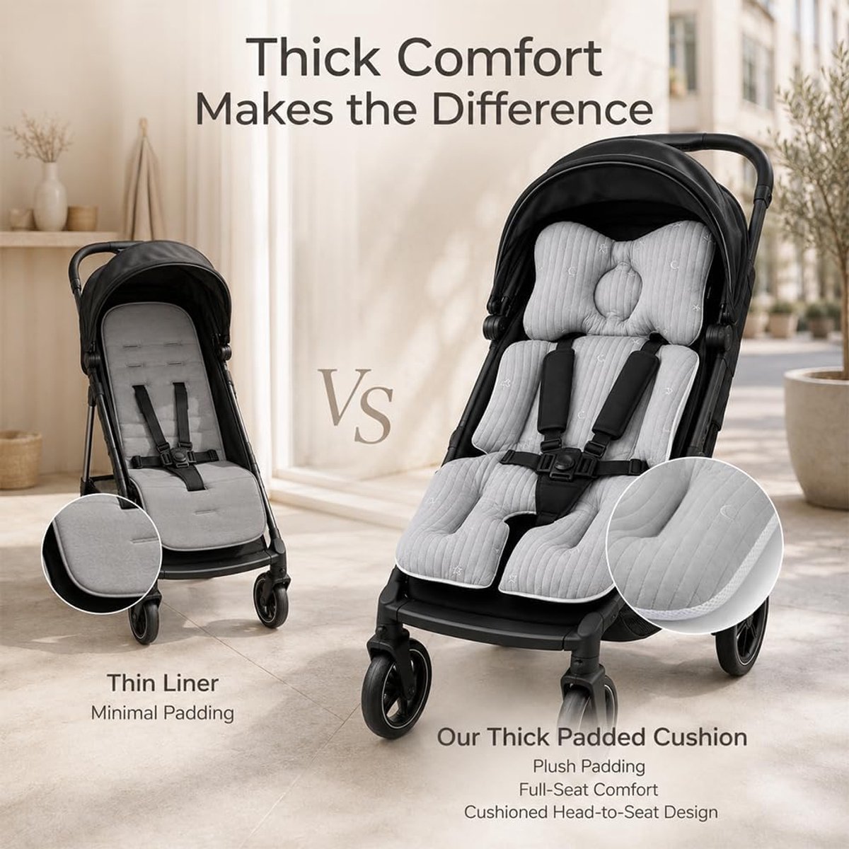 Zitverkleiner voor babyautostoeltje - Comfortabel & Zacht - Inlegkussen Kinderwagen - Stoelverkleiner baby - Baby zitkussen - Kussen voor Babystoel - Stoelverhoger - Autostoel - Veilig reizen - Wasbaar - Voor kinderwagen, autostoel, kinderstoel thumbnail 3