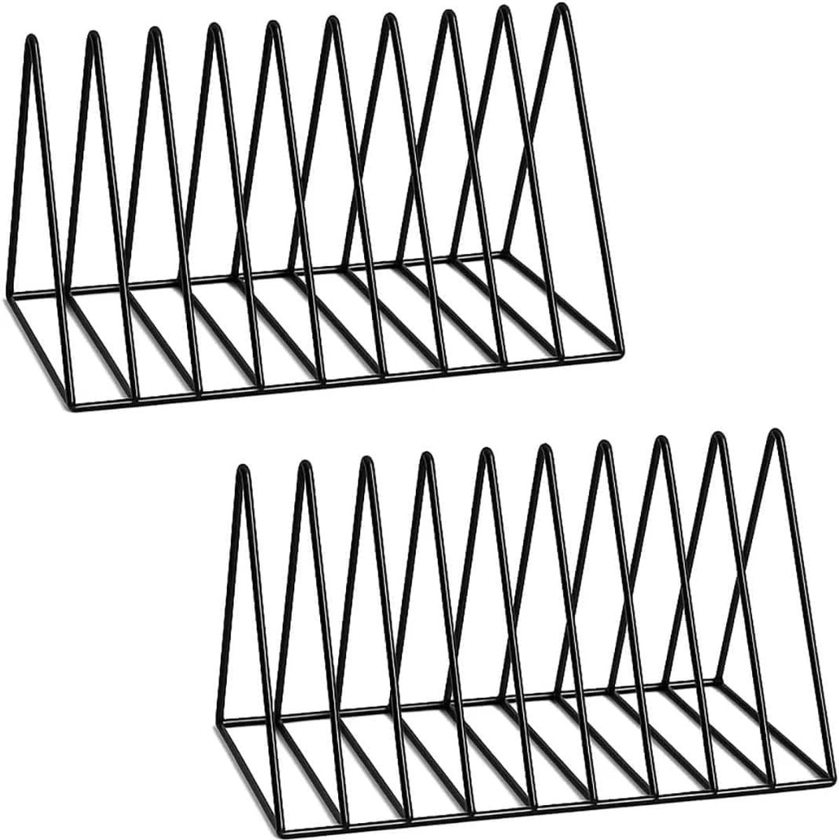Stijlvolle Platenspeler Stand met Krantenhouder en Negen Opbergvakken, Set van 2 voor Organisatie en Decoratie