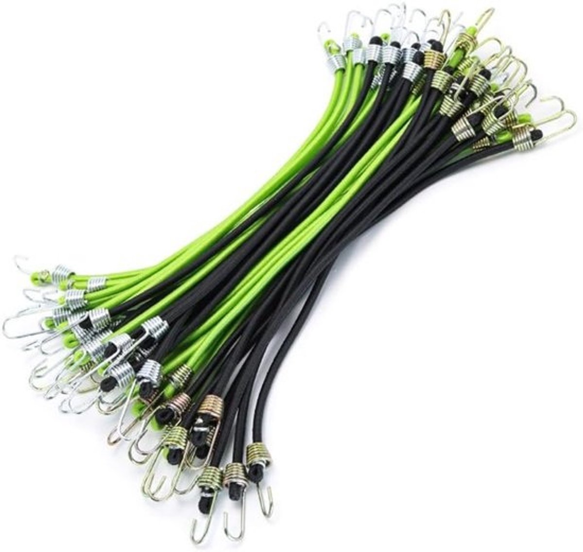 Bagagetouw met Haken - Spankabels Elastiek - Lading Zekeren - Verstelbare Lengte - 25 cm - Wit
