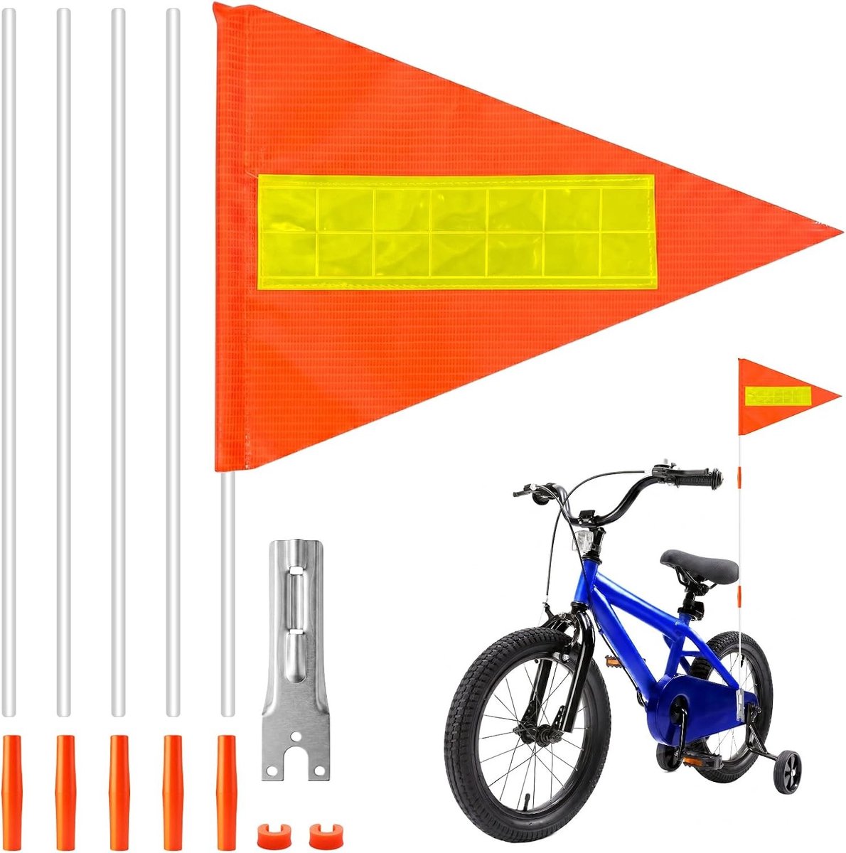 Fietskar met Vlag voor Veiligheid en Zichtbaarheid tijdens Fietstochten en Avonturen