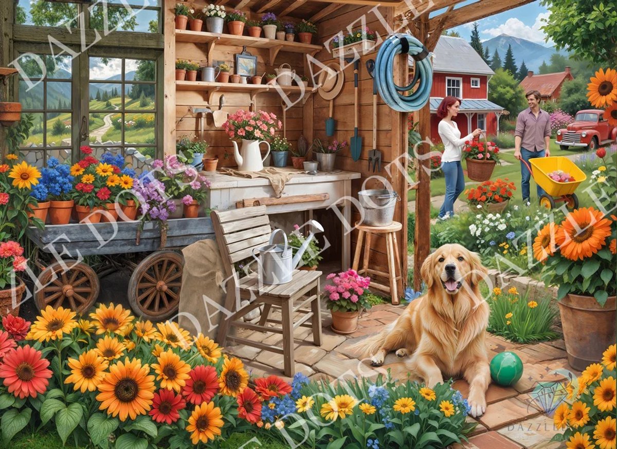 Diamond Painting LDS-7030 Garden Shed - Diamond Painting - Letistitch (100 x 73)