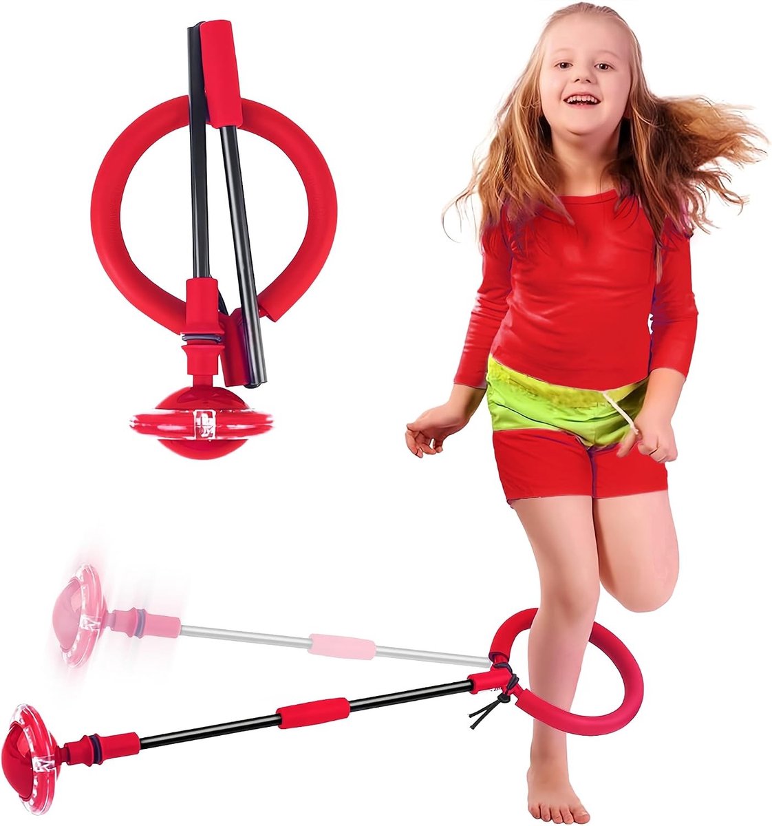Springtouw met Licht en Opvouwbare Bal voor Kinderen, Geschikt als Cadeau voor Kinderen van 6 tot 10 Jaar, Actieve Speelgoed voor Buiten en Binnen