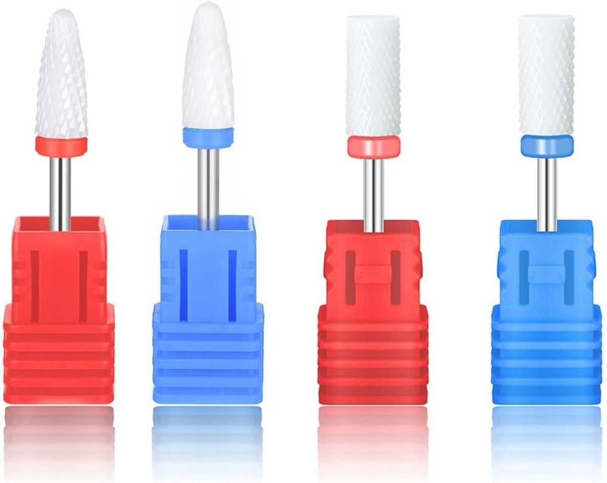 Professionele 4-delige Keramische Nagelboorset voor Acryl en Gel Nagels, Manicure en Pedicure Accessoires, Vijl en Polijstmachine met Diverse Opzetstukken