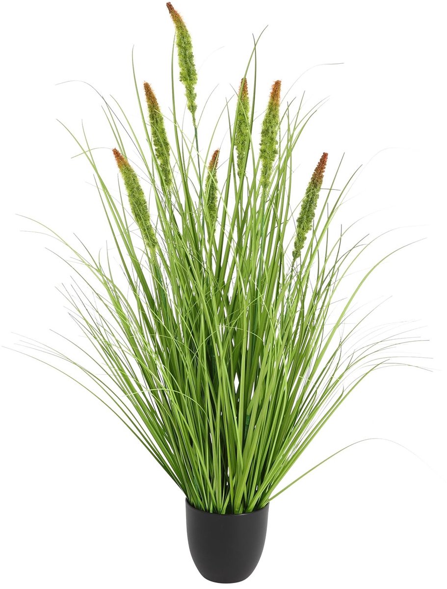 Kunstgras in pot - Decoratief groen met rode accenten, 90 cm