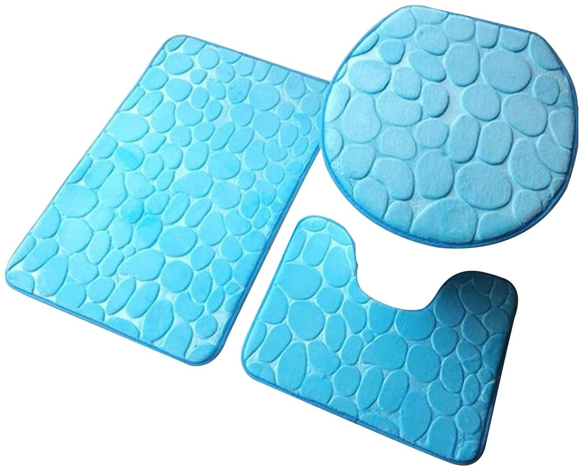 Toiletkap Cover U-vormig - Heldere Kleuren en Unieke Pebble Patroon - Sky Blue