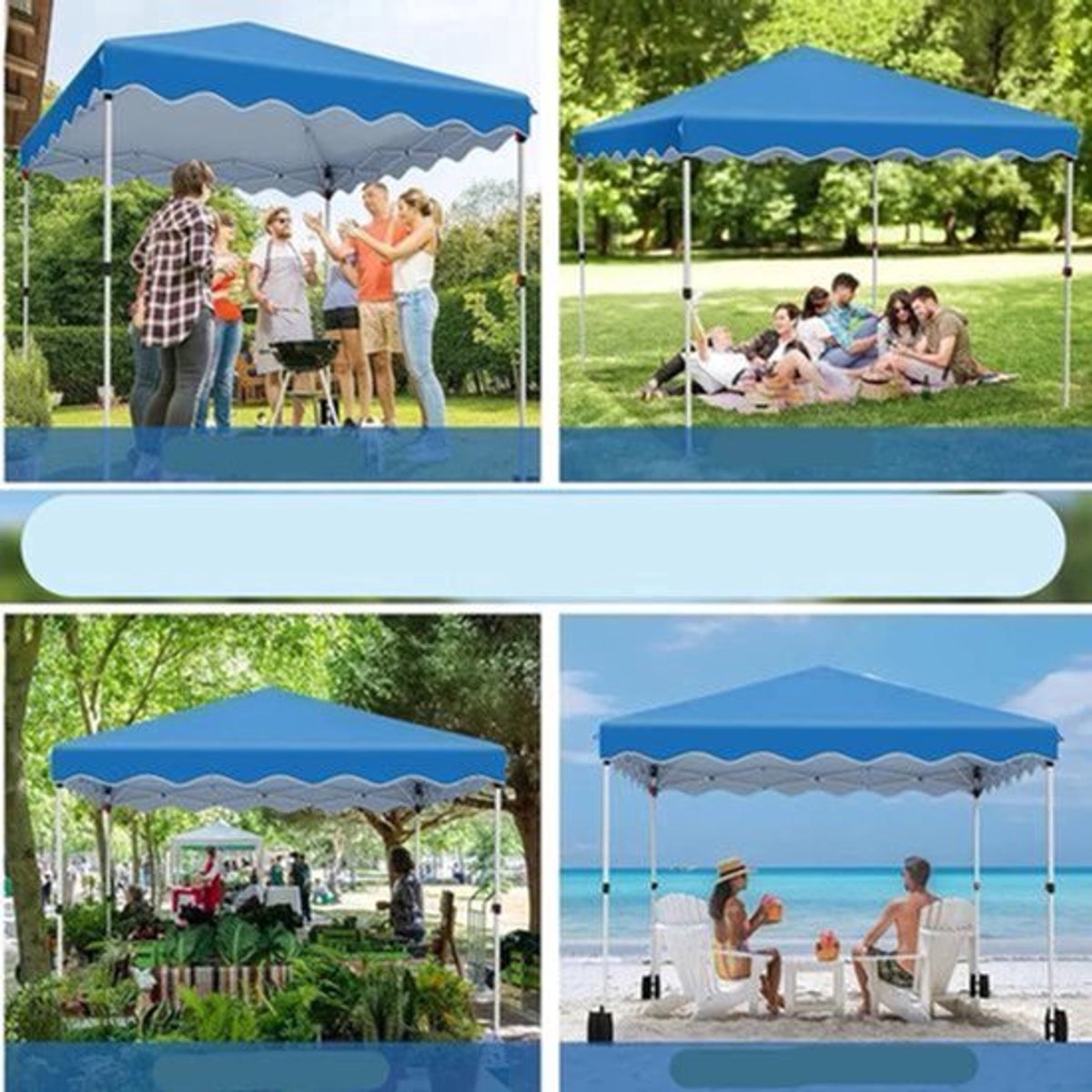 Tuinpaviljoen - Partytent - Partytenten - Paviljoen - Easy up Partytent - 3x3m - Waterdicht - Pop-up Tent - Opvouwbare - Inclusief 4 Gewichtszandzakken en Draagtas - Blauw