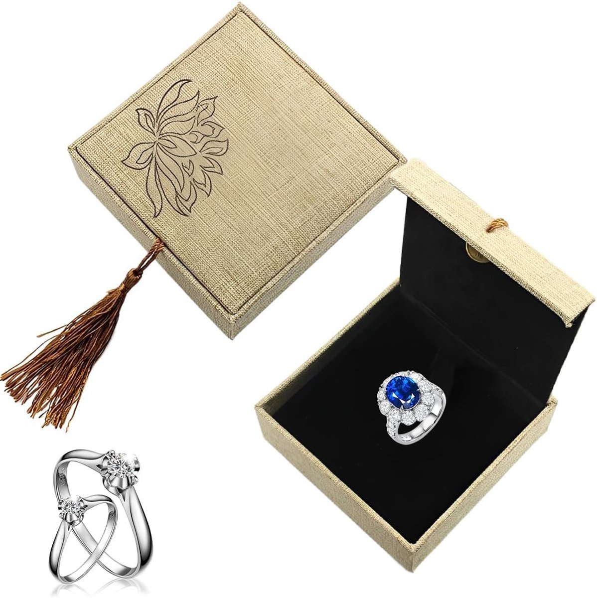Elegante Ringdoos van Fluweel met Franje voor Trouwen en Verloving - Duurzaam Cadeau voor Valentijnsdag en Speciale Gelegenheden