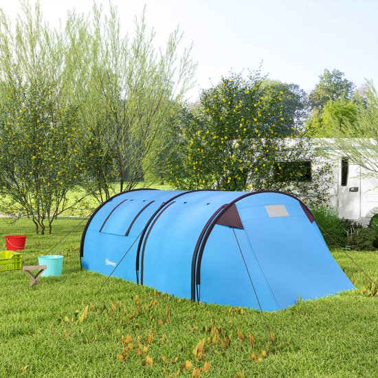 Kampeertent voor 3-4 personen-stabiel-waterdicht-familietent met slaap-/woonkamer-3000 mm waterkolom-hemelsblauw — afbeelding 3