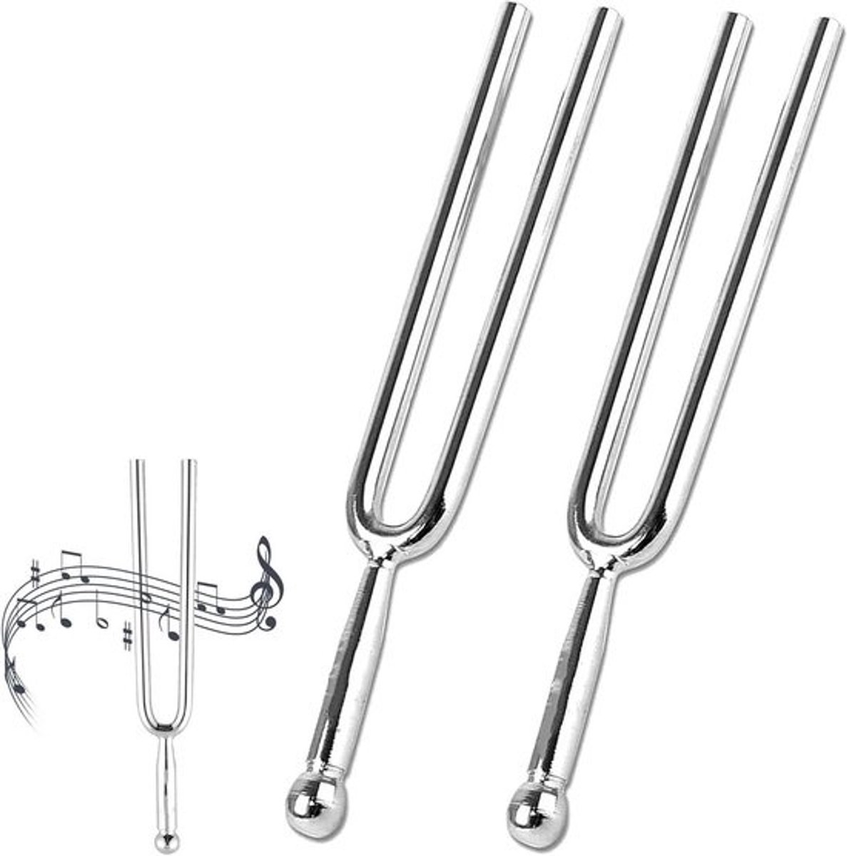 Stemvorken Set - Stemvork Muziek - Instrumenten Stemmen - Roestvrij Staal - 440 Hz - Zilverkleurig