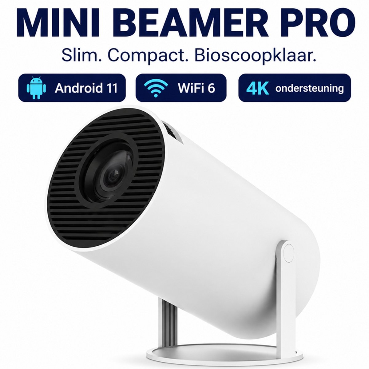 LUKARDIE® Mini Beamer Pro 4K Android 11 WiFi 6 – Draagbare Projector Thuisbioscoop