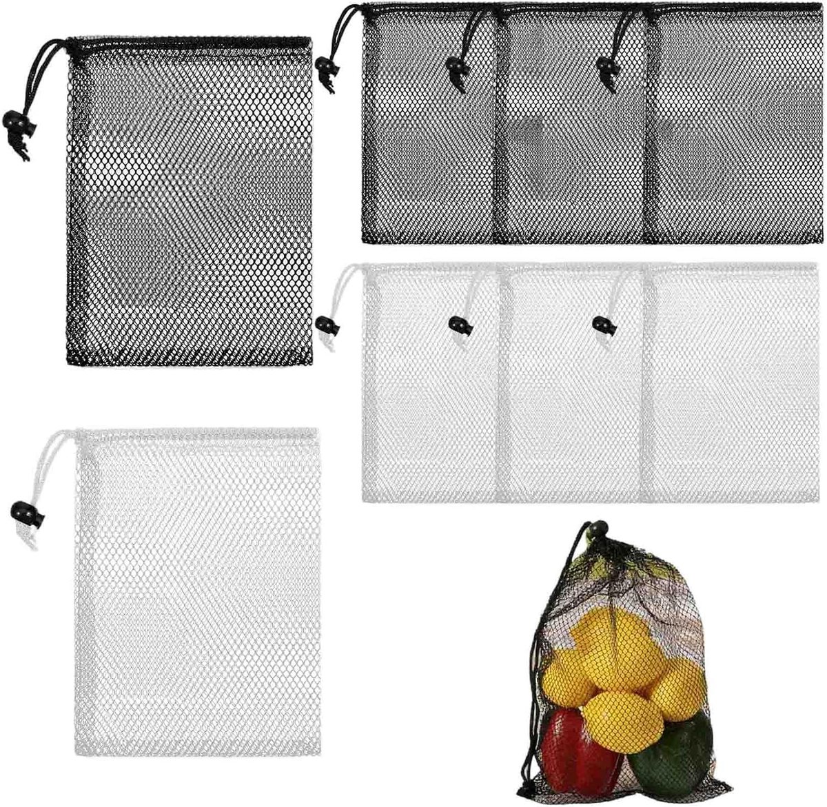 Duurzame en Ademende Opbergzakken - 8 Stuks 20x15cm Trekkoordzakken voor Speelgoed, Snoep en Sportaccessoires, Ideaal voor Reizen en Buitenactiviteiten