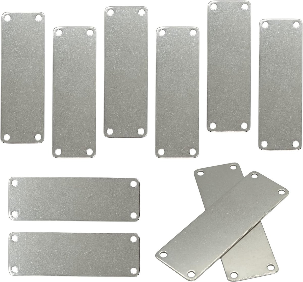 RVS Gravure Blank Tags Rechthoekig Stempelblanks met 4 Gaten - 25 Stuks van 2,5 x 7,5 cm voor Creatieve Projecten en Labeling