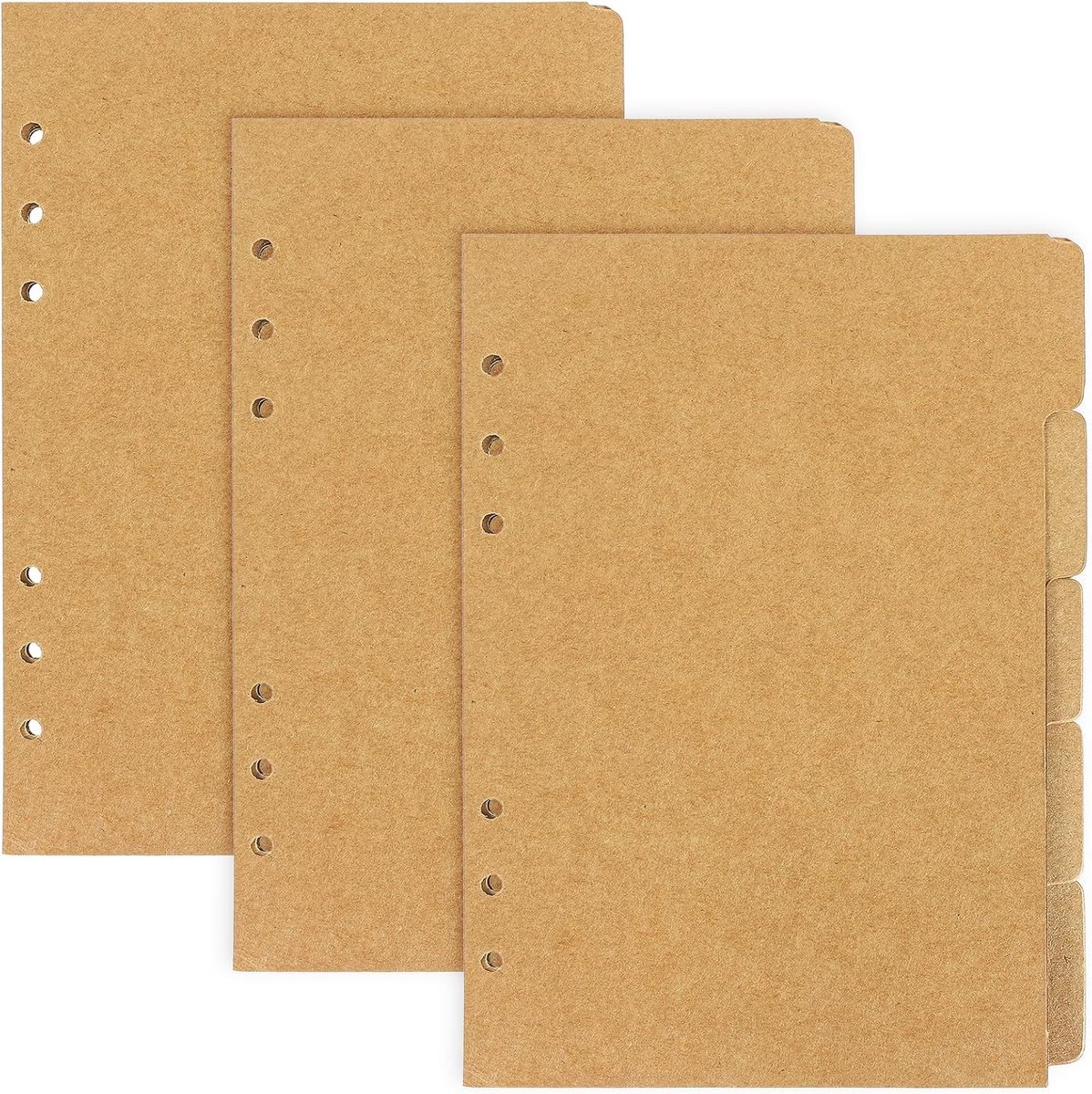 A5 Kraft Papier Divider Sets met 6-Hole Index Pagina Tabs voor Ringbanden en Notitieboeken - Perfect voor Reisdagboeken en Planners