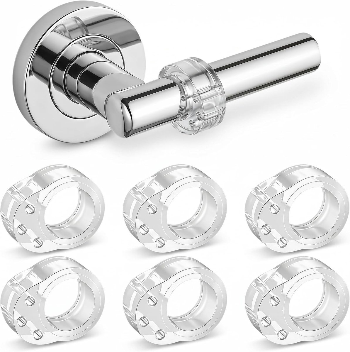 Transparante Deurbuffer Set voor Deurgrepen en Raamgrepen - O-vormige Deurstoppers voor Bescherming van Deuren en Muren (6 stuks)