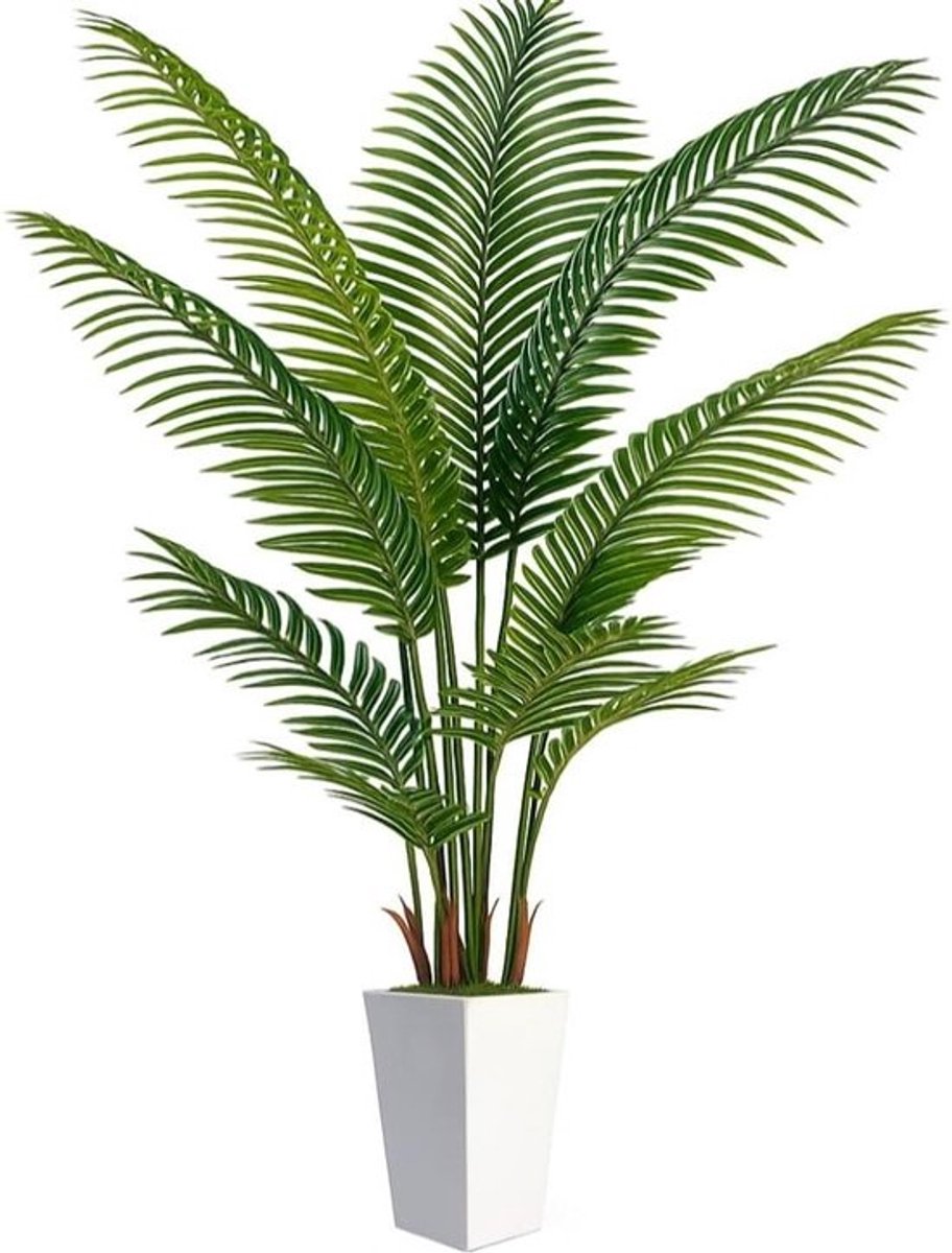 Kunstpalmboom - Nep Palmboom - Binnen Decoratie - Levensechte Bladeren - 7 FT - Wit