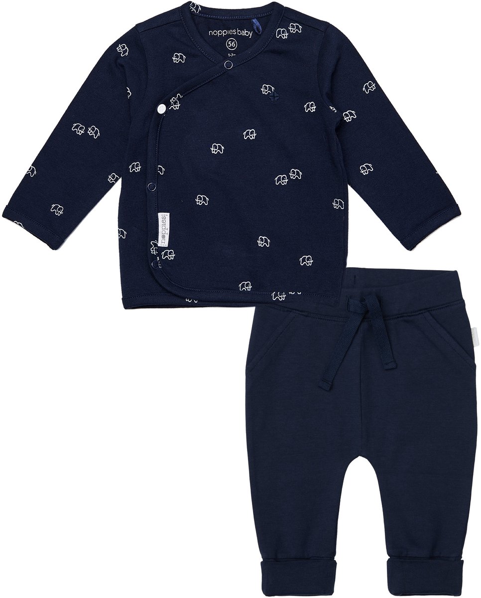 Noppies - Kledingset - 2delig - Broek Naupli donkerblauw - Overslagshirt Jones - Maat 68