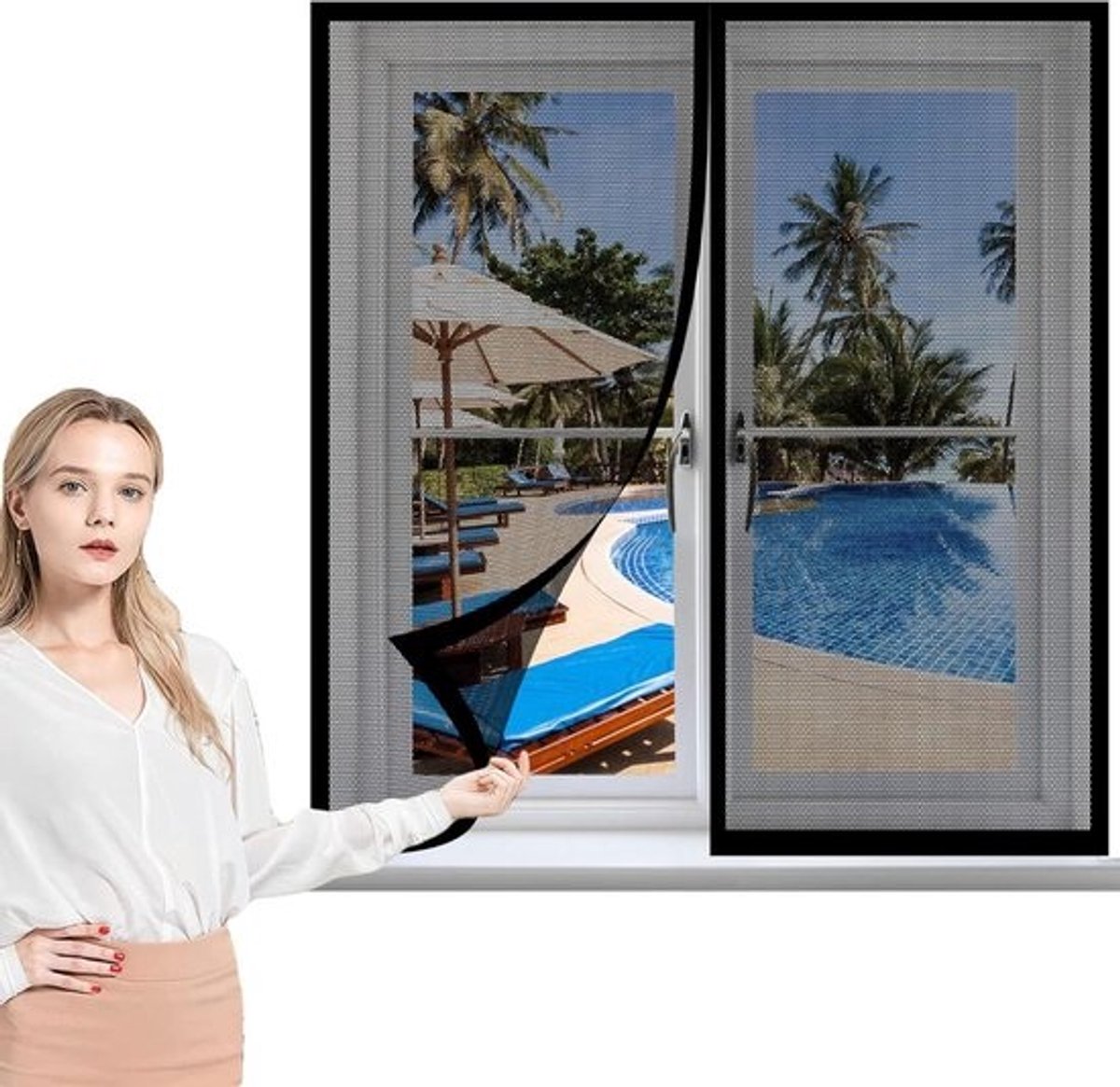 Vliegraamscherm - Insectengaas Gordijn - Frisse Lucht Binnen - Automatisch Sluitend - 85 x 200 cm - Zwart