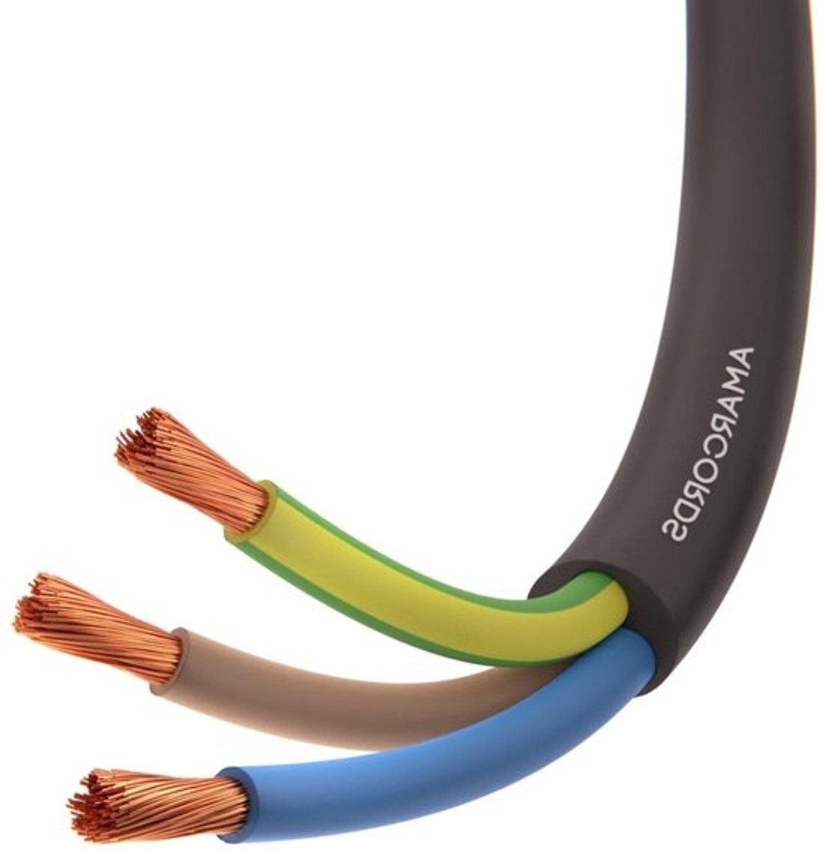 Elektrische Kabel - Voedingskabel Stroomkabel - Elektrische Installaties - Brandwerend PVC - 20 meter 3x15mm - Zwart