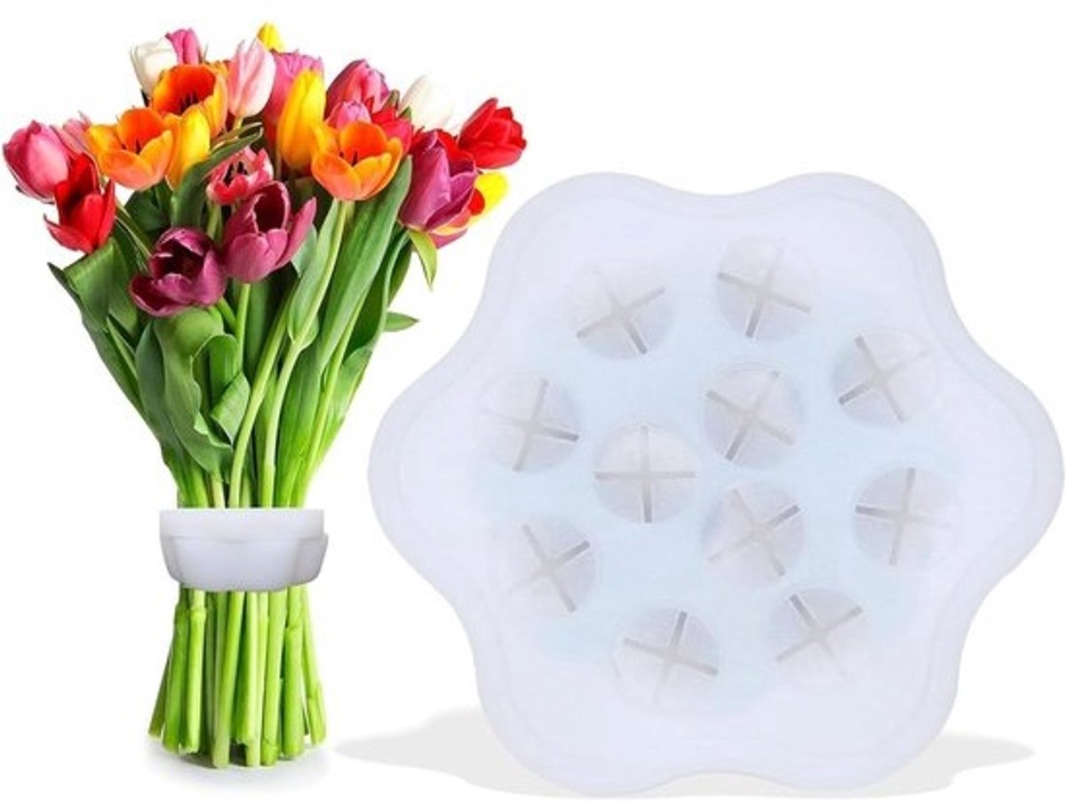 Spiraalvormige Stengelhouder - Bloemschikken Houder Boeket Twister - Bloemen Schikken - Lotus Vorm Ontwerp - 11 Gaten - Wit
