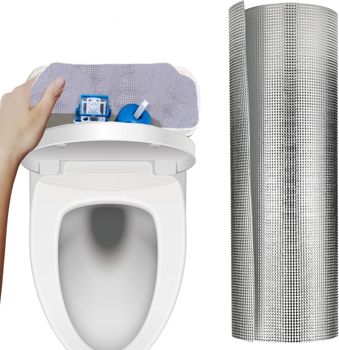 Zelfklevende anti-condensmat voor toiletreservoir, 3 mm aluminiumfolie en luchtkussen, beschermt tegen condensatie en waterschade, 300 x 40 cm