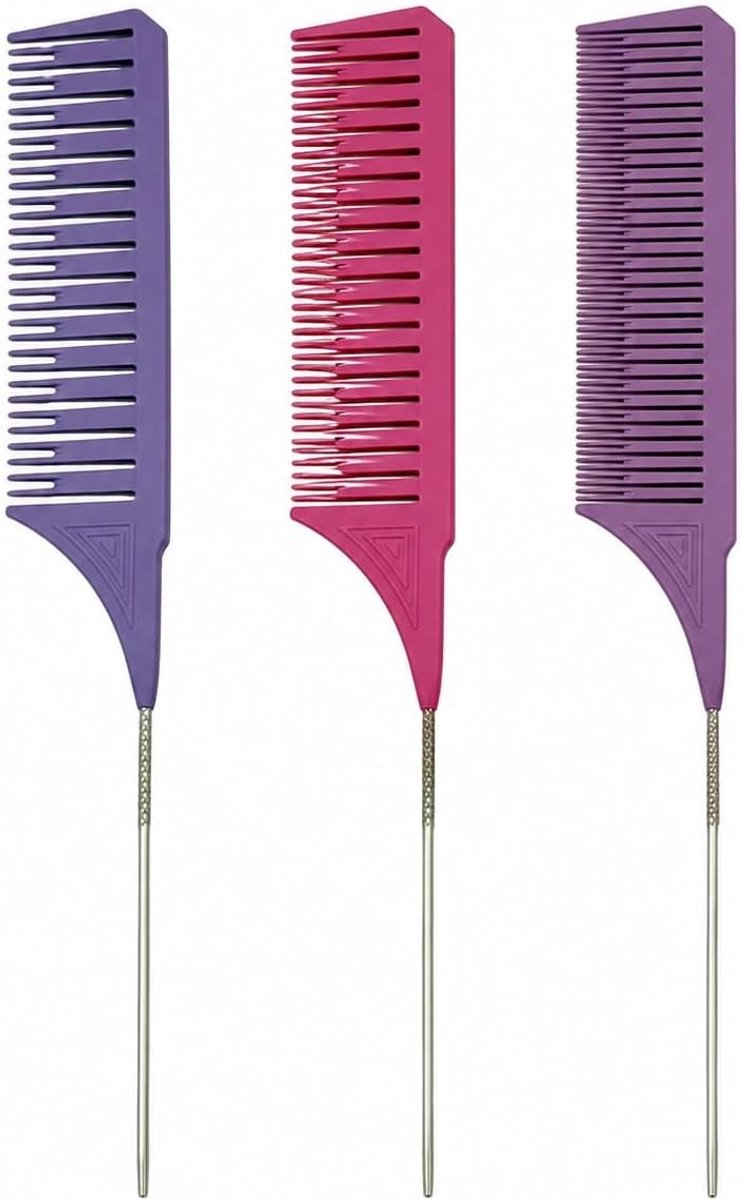 Set van 3 Professionele Kammen voor Haarstyling, Verf en Highlights - Ideaal voor Kappers en Thuisgebruik